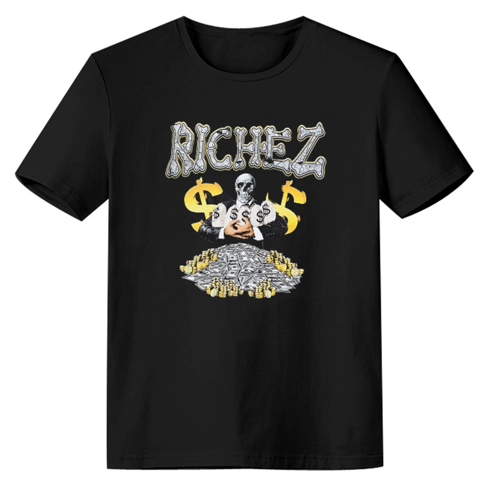 Adult Unisex Rich Skull Horror Pattern Halloween Black Short Sleeve T-shirt Outfits Top Costume