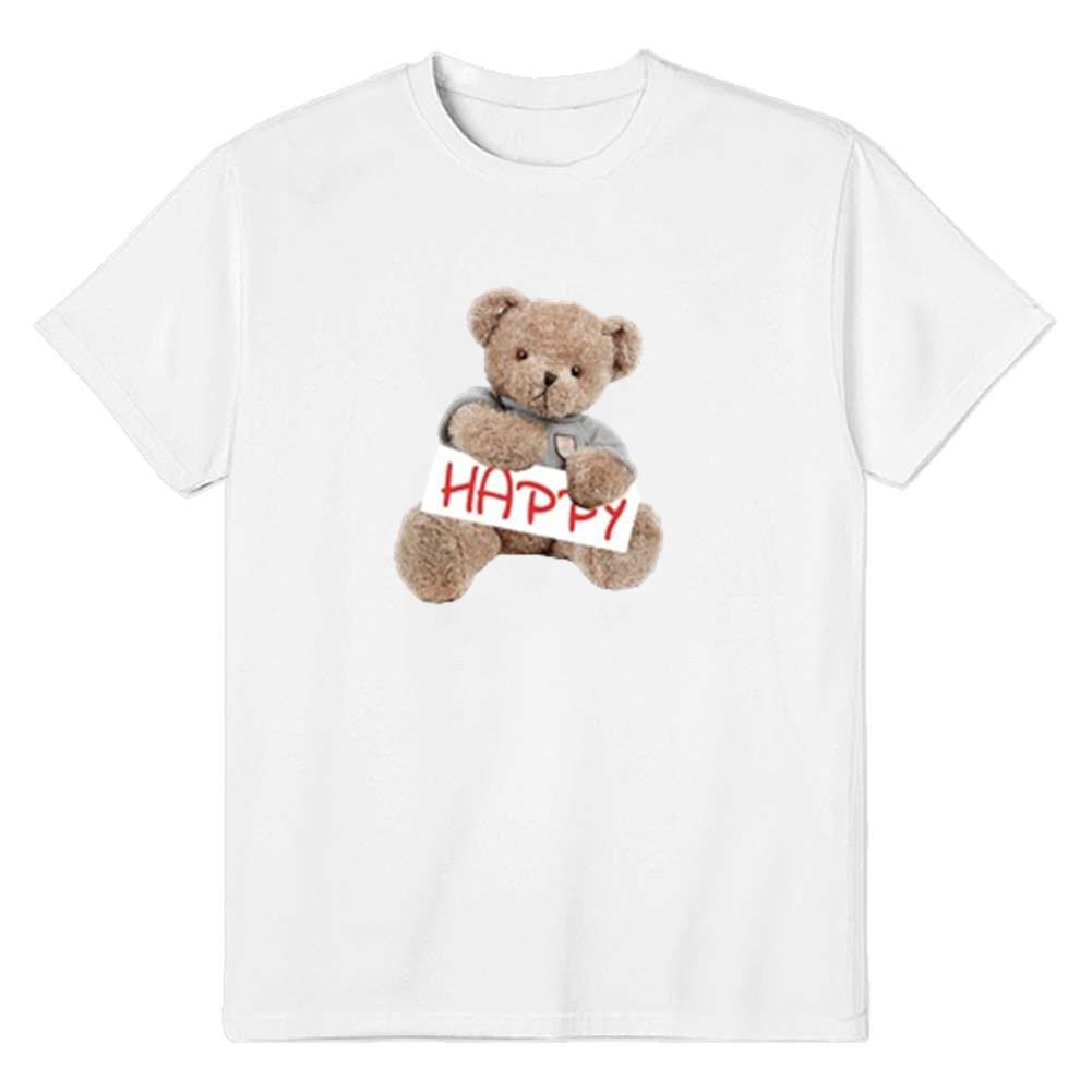 Adult Unisex Heart Bear Valentine's Day White Short Sleeve T-shirt Outfits Top Costume