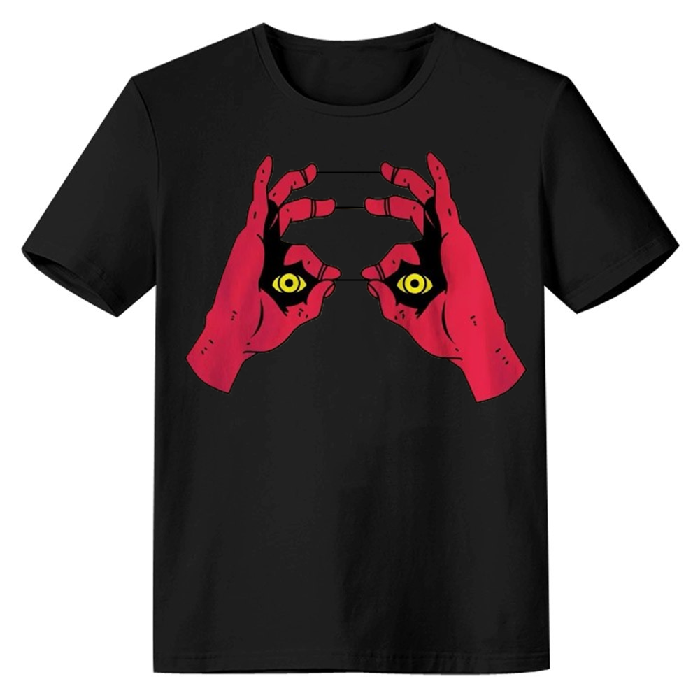 Adult Unisex Horror Daemon Eyes Emotion Halloween Black Short Sleeve T-shirt Outfits Top Costume