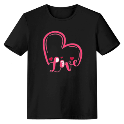 Adult Unisex Heart Valentine's Day Black White Short Sleeve T-shirt Outfits Top Costume