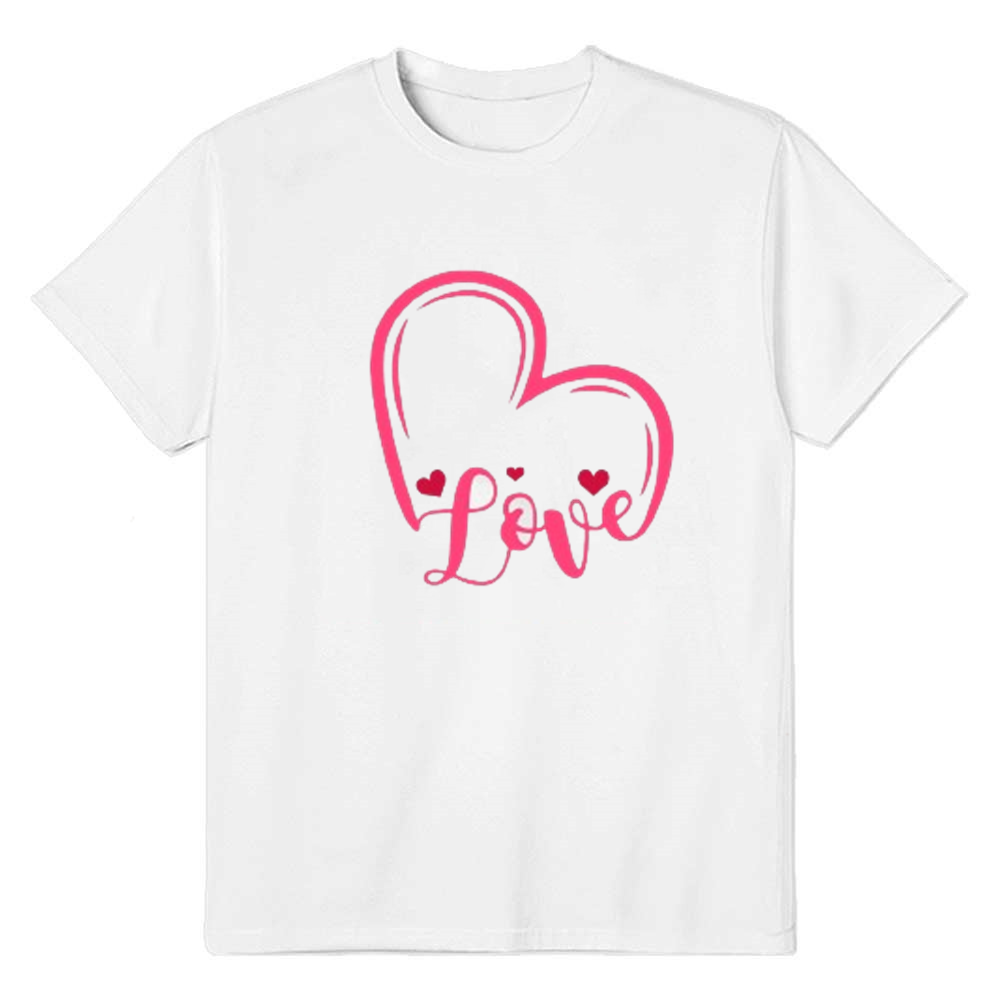 Adult Unisex Heart Valentine's Day Black White Short Sleeve T-shirt Outfits Top Costume