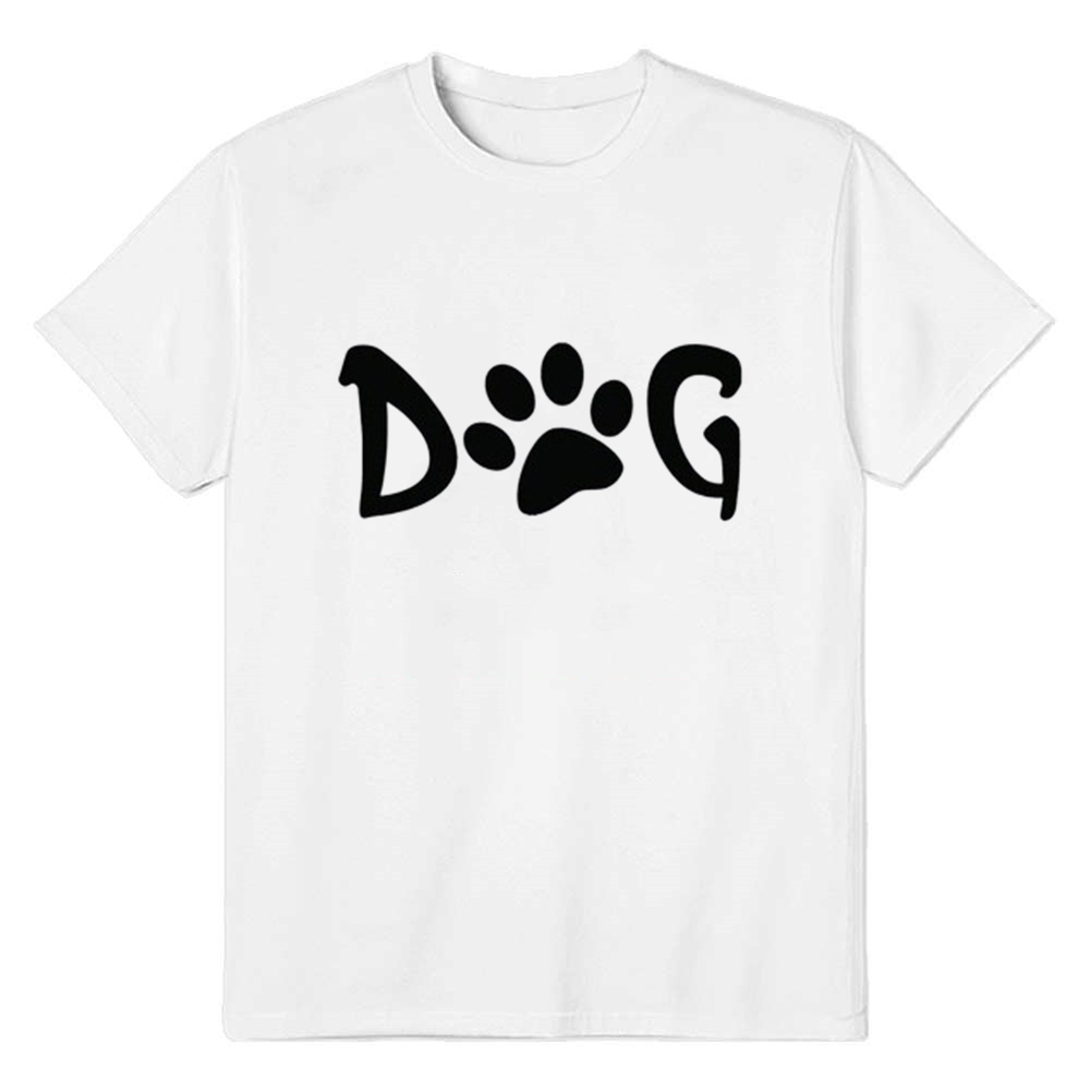 Adult Cute Unisex Dog Cat Footprint Pattern White Short Sleeve T-shirt Outfits Top Costume