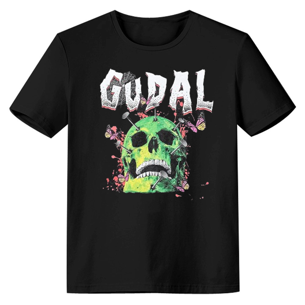 Adult Unisex  Skull Horror Pattern Halloween Black Short Sleeve T-shirt Outfits Top Costume