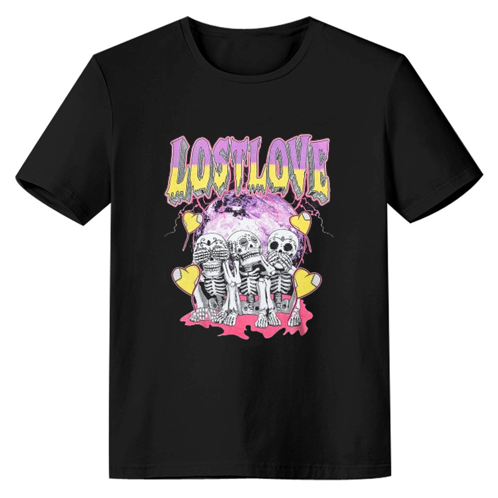 Adult Unisex Rich Skull Horror Pattern Halloween Black Short Sleeve T-shirt Outfits Top Costume