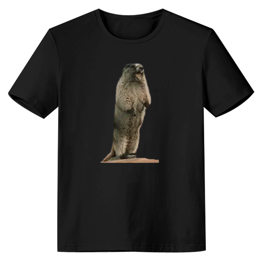 Adult Unisex Marmot Shriek Funny Black Short Sleeve T-shirt Outfits Top Costume
