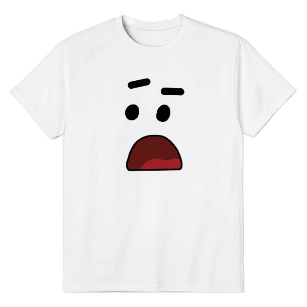 Adult Unisex  Surprised Emotion Funny Black White Short Sleeve T-shirt Outfits Top Costume