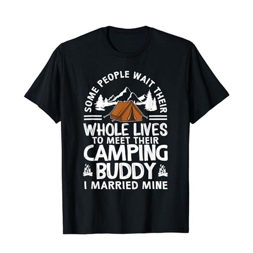 Adult Cool Camping Buddies Gift Black Short Sleeve T-shirt Outfits Top Costume