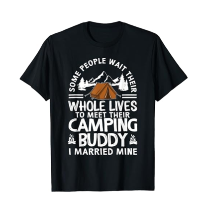 Adult Cool Camping Buddies Gift Black Short Sleeve T-shirt Outfits Top Costume