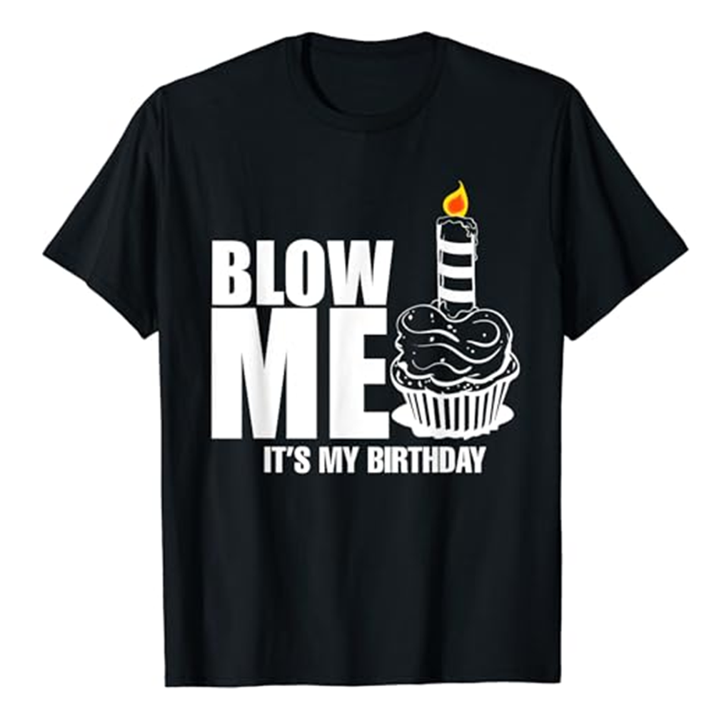 Adult Blow Me Birthday Party Black Short Sleeve T-shirt Outfits Top Costume