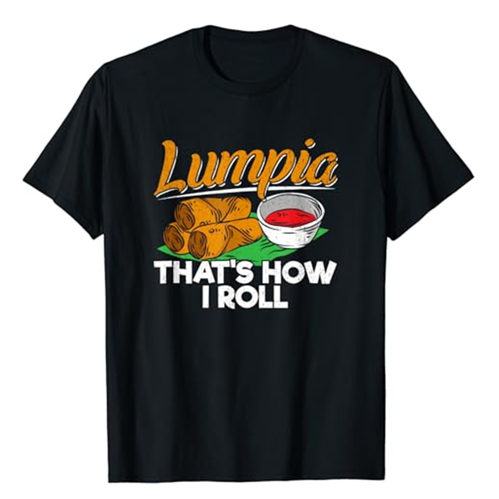 Adult Unisex Spring Roll Food Lover Black Short Sleeve T-shirt Costume