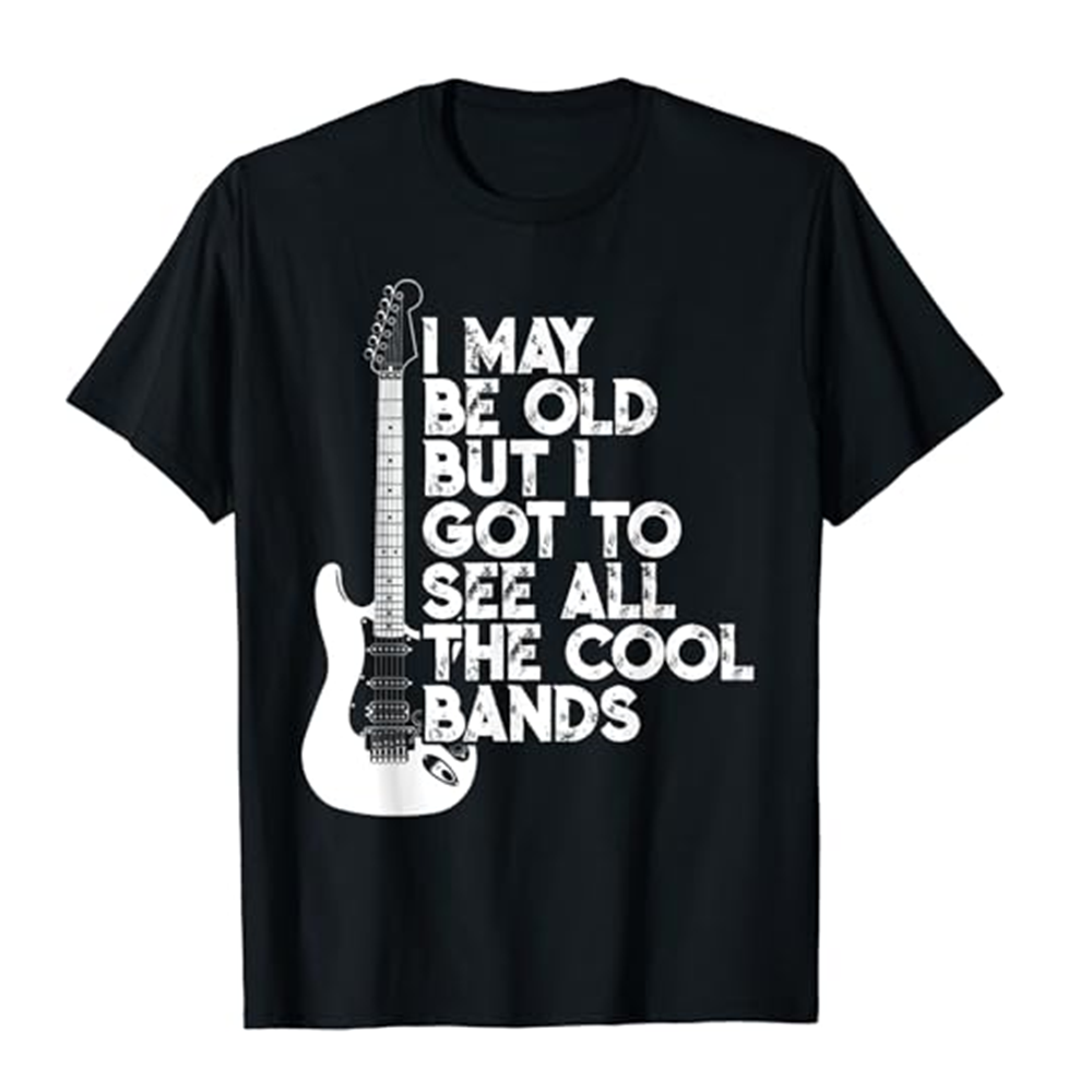 Adult Unisex I May Be Old But I Got To See All The Cool Bands Music Festival Black T-shirt Costume