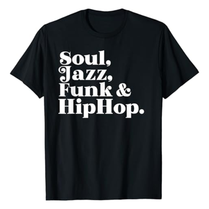 Adult Unisex Soul Jazz Funk Hip Hop Music Festival Black T-shirt Costume