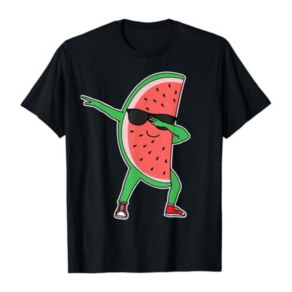 Adult Unisex Watermelon Kawaii Summer Fruit Food Lover Black T-shirt Costume