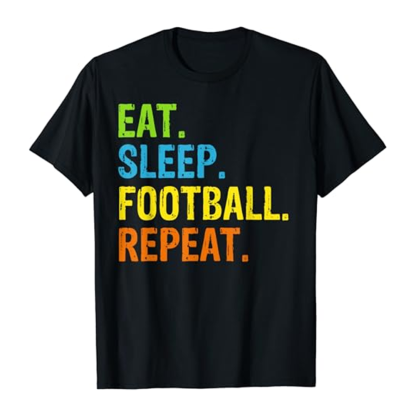Adult Unisex Eat Sleep Football Repeat Football Lover Black T-shirt Costume