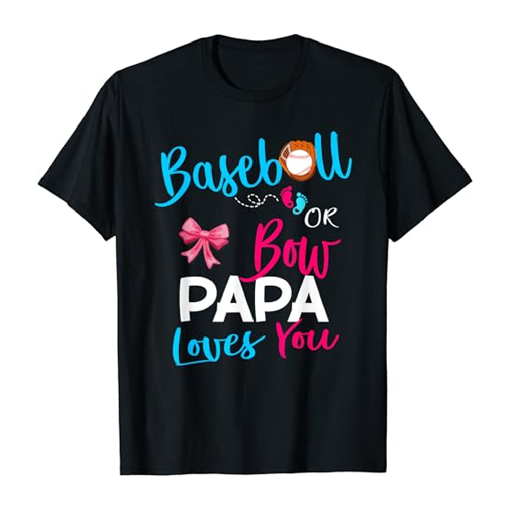 Adult Women Baseball Or Bow Papa Loves You Black T-shirt Costume
