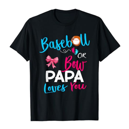 Adult Women Baseball Or Bow Papa Loves You Black T-shirt Costume