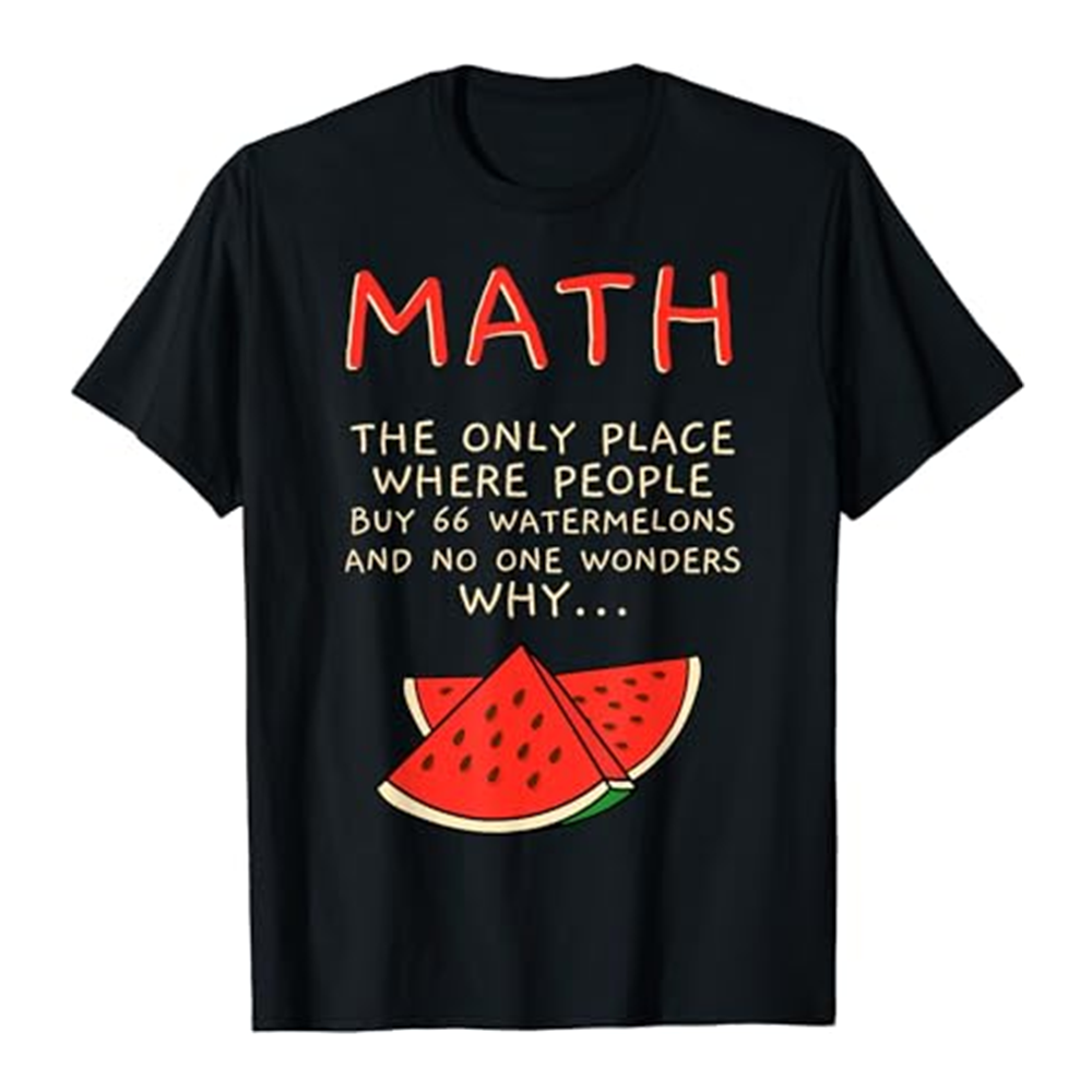 Adult Unisex Math And Watermelons Mathematics Calculation Numbers Black Short Sleeve T-shirt Outfits Top Costume