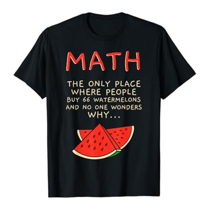 Adult Unisex Math And Watermelons Mathematics Calculation Numbers Black Short Sleeve T-shirt Outfits Top Costume