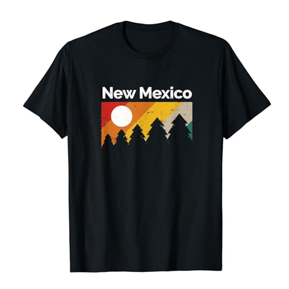 Adult New Mexico Souvenir Forest Evergreen Sunset Nature Lover Travel Spots Black T-shirt Top Costume