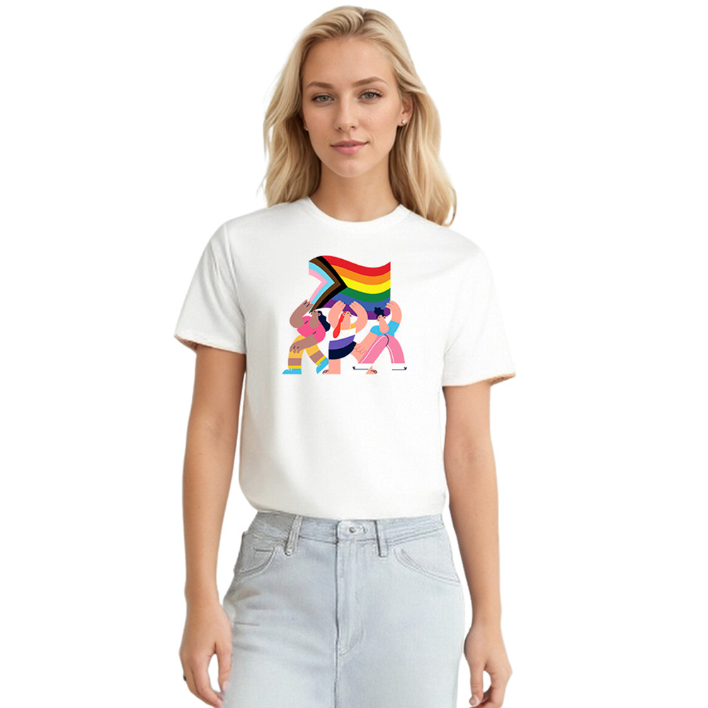 Adult Unisex Pride Month LGBT Rainbow Flag White T-shirt Costume