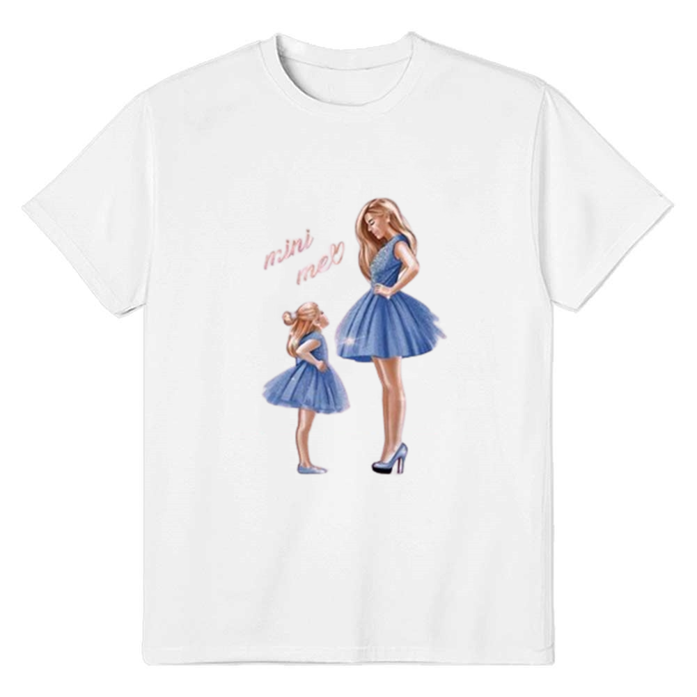 Adult Unisex Dancing Mom Daughter Mother's Day White Short Sleeve T-shirt Outfits Top Costume