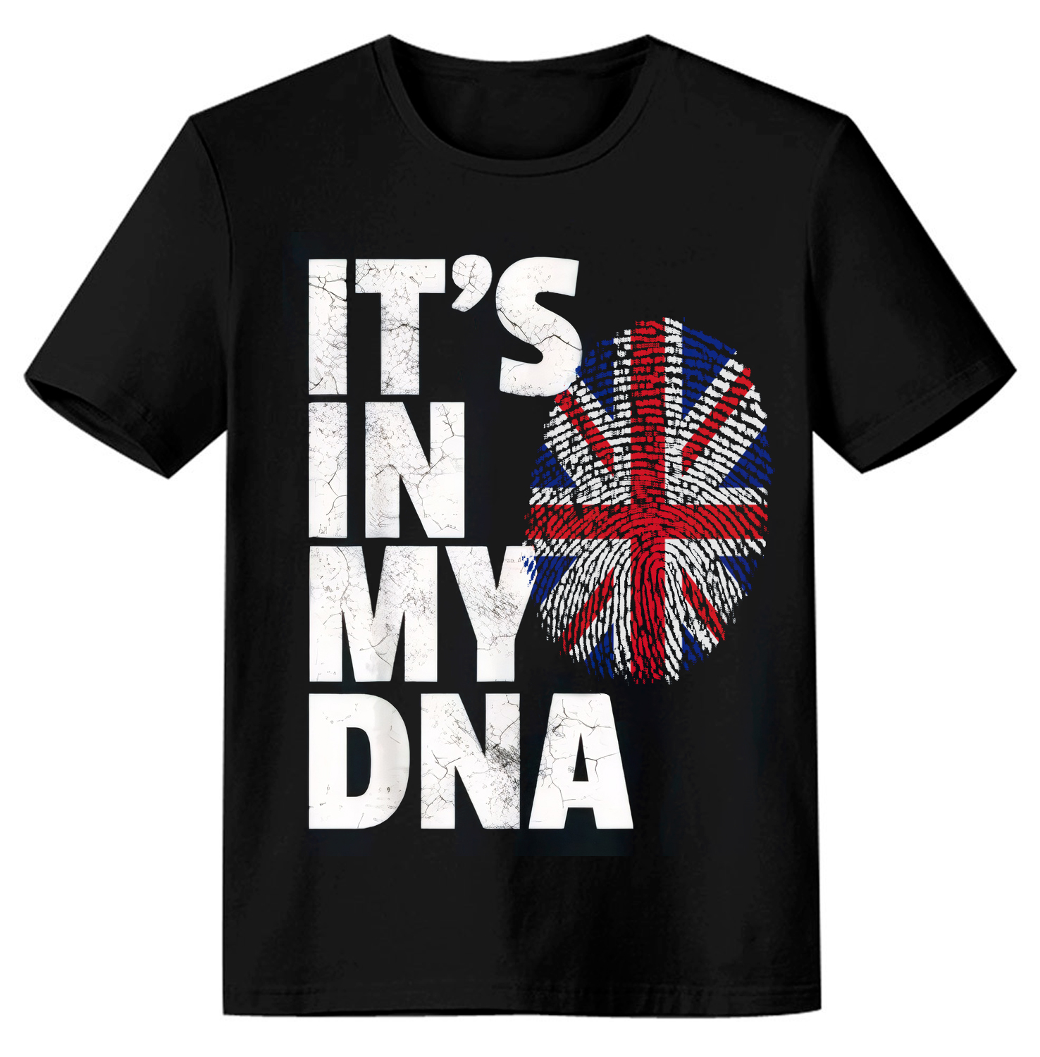 Adult Unisex Letter It's In My DNA -UK Black Short Sleeve T-shirt Outfits Top Costume