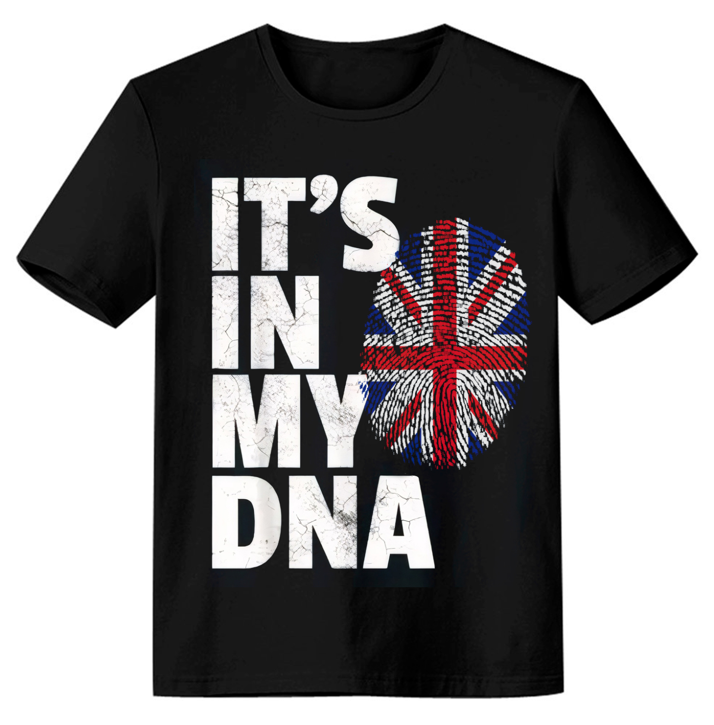 Adult Unisex Letter It's In My DNA -UK Black Short Sleeve T-shirt Outfits Top Costume