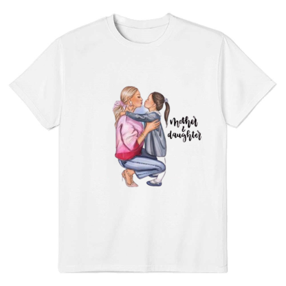 Adult Unisex Kiss Mom Daughter Mother's Day White Short Sleeve T-shirt Outfits Top Costume