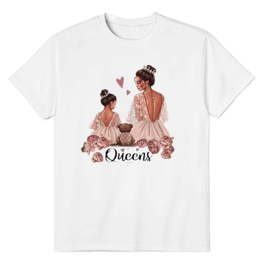 Adult Unisex Dancing Mom Daughter Mother's Day White Short Sleeve T-shirt Outfits Top Costume