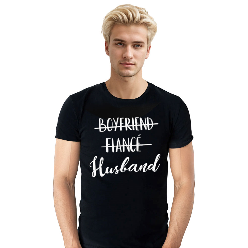 Adult Boyfriend Fiance Husband  Bachelor Party Black T-shirt Costume
