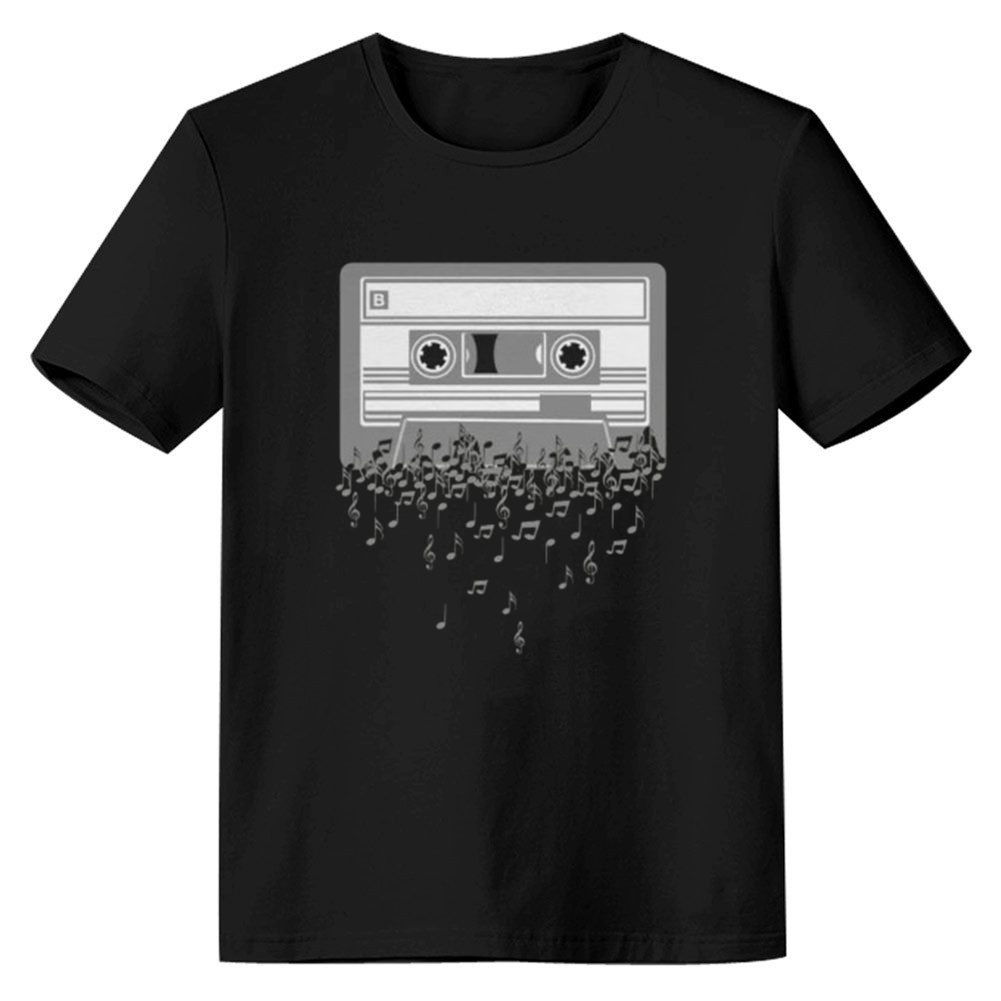 Adult Unisex Cassette Tape Music Festival Black T-shirt Costume