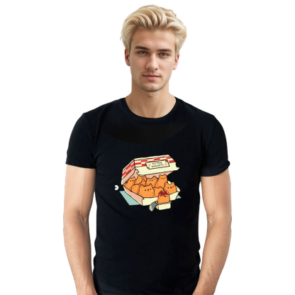 Adult Unisex Kitten Nuggets Fast Food Cat Pet Lover Black T-shirt
