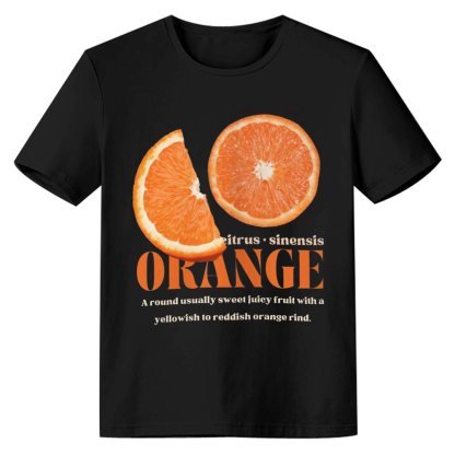 Orange Graphic Tee Adult Unisex Orange Lover Fruit Lover Black T-shirt