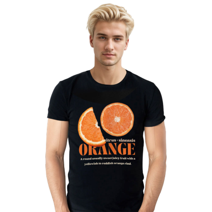 Orange Graphic Tee Adult Unisex Orange Lover Fruit Lover Black T-shirt