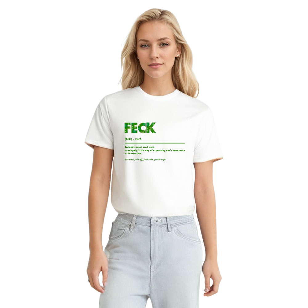 Feck Irish Adult Unisex St. Patrick's Day White T-shirt