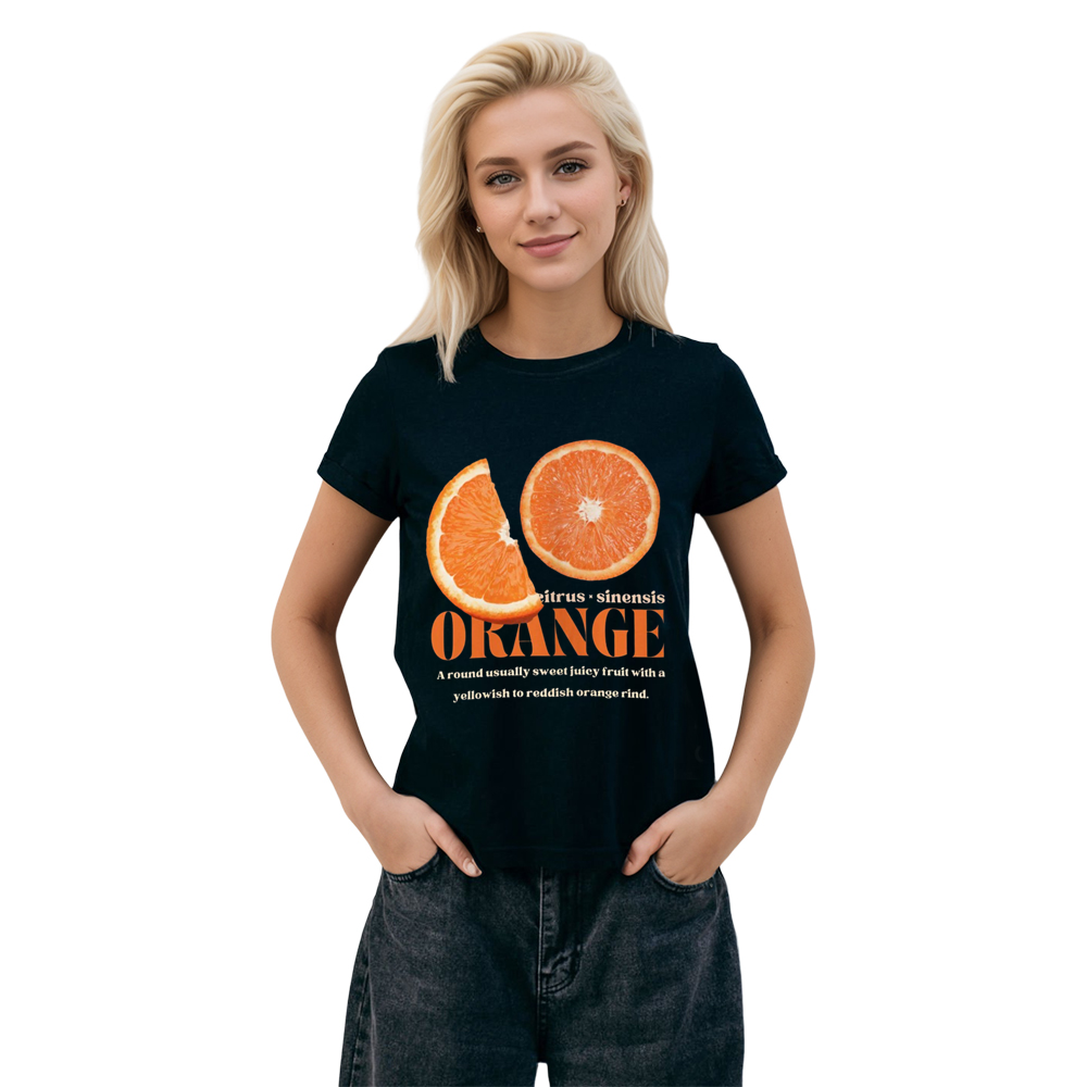 Orange Graphic Tee Adult Unisex Orange Lover Fruit Lover Black T-shirt