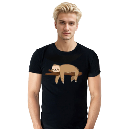 Adult Unisex Cute Sloth Wild Animals Black T-shirt Costume