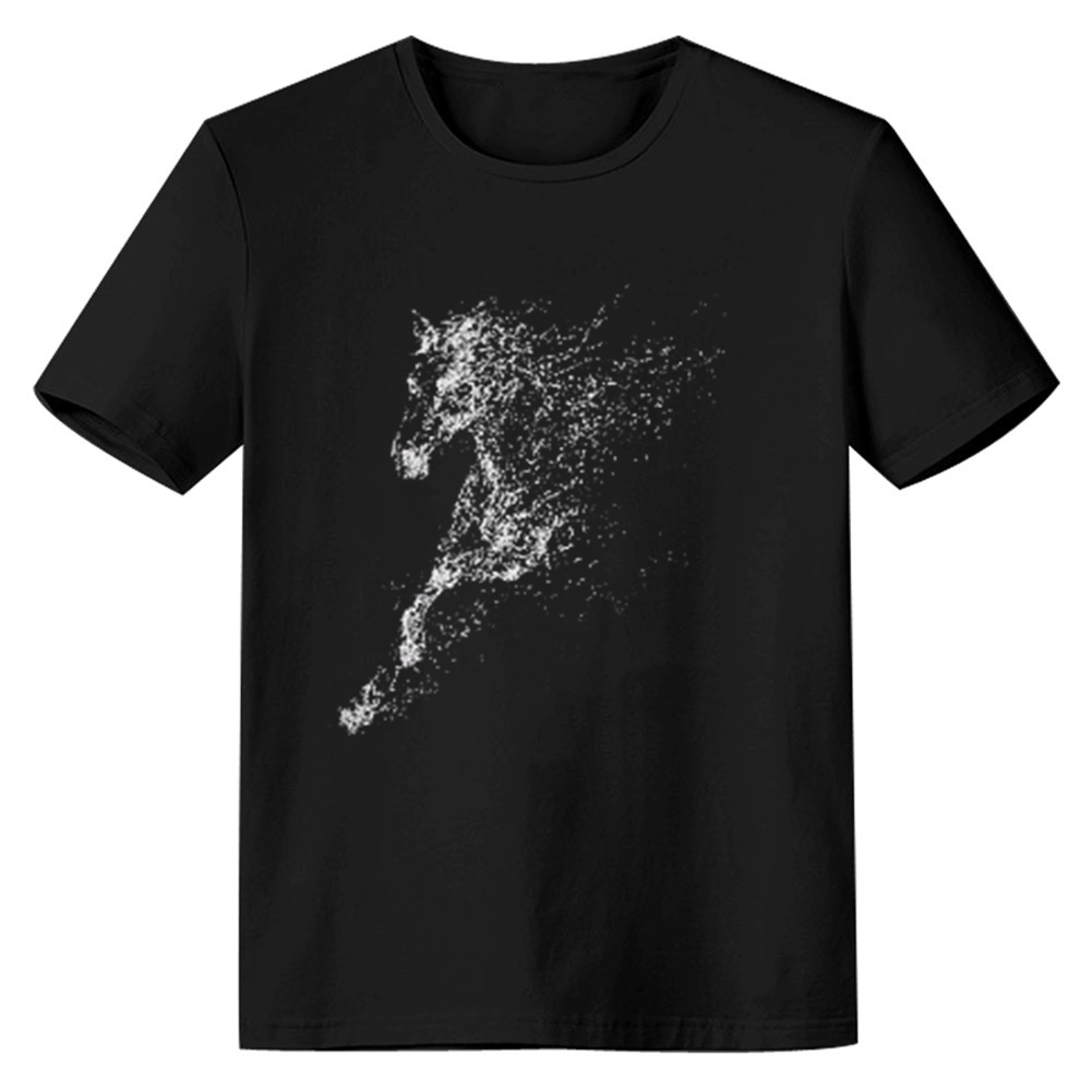 Adult Unisex Running Horse Animals Lover Black T-shirt Costume