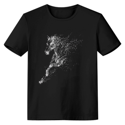 Adult Unisex Running Horse Animals Lover Black T-shirt Costume