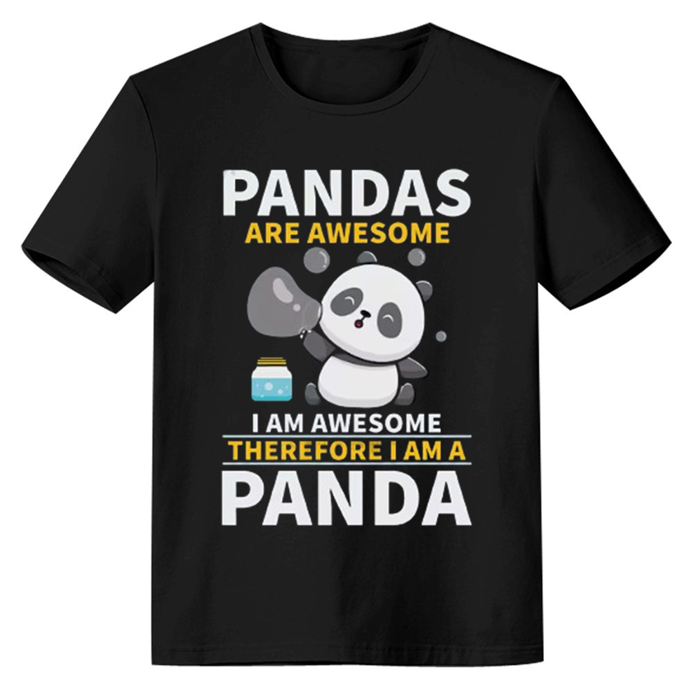 Adult Unisex Pandas Are Awesome Wild Animals Panda Lover Black T-shirt Costume