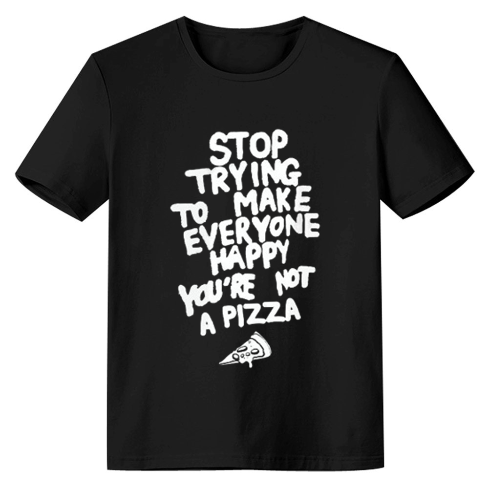 Adult Unisex Pizza Ironic Joker Food Lover Black T-shirt Costume