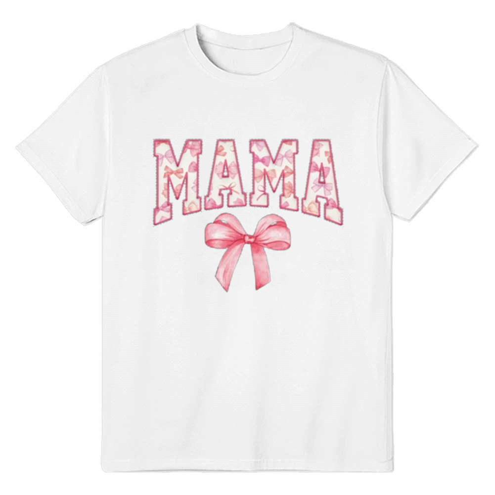 Adult Unisex Cute Mom Shirt Bow Mather's Day White T-shirt Costume