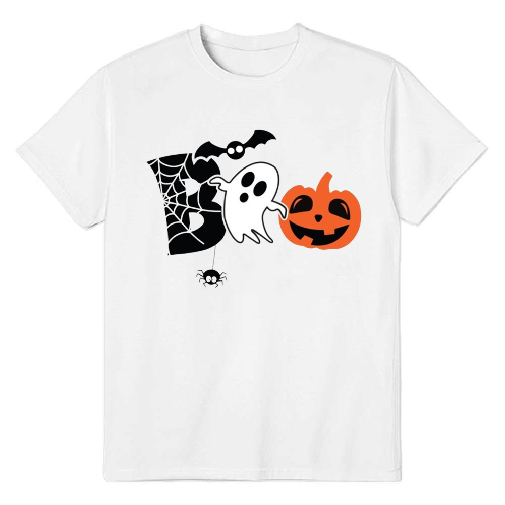 Adult Unisex Halloween Boo Ghost Halloween White T-shirt Costume