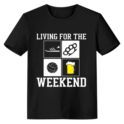 Adult Unisex Living For The Weekend Football Soccer Lover Black T-shirt Costume