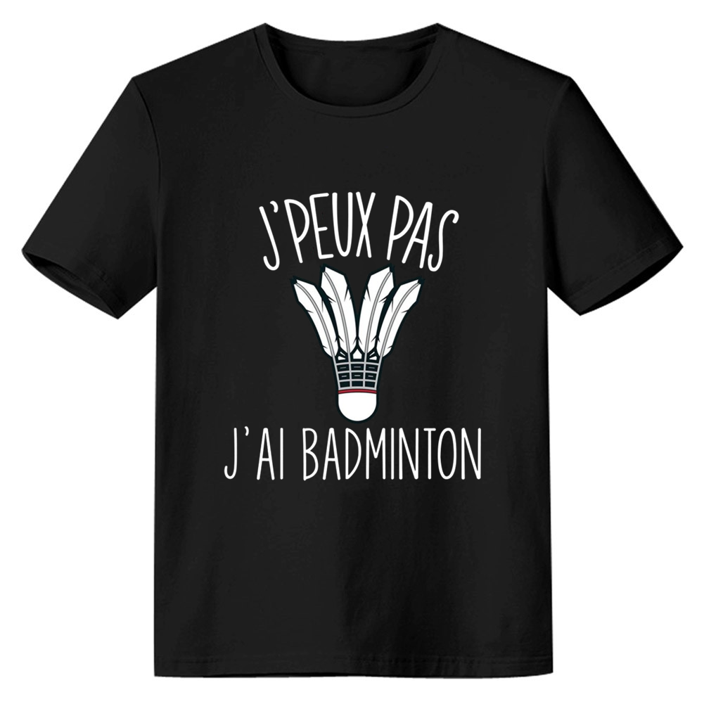 Adult Unisex I can't I have Badminton Black Sport T-shirt Costume
