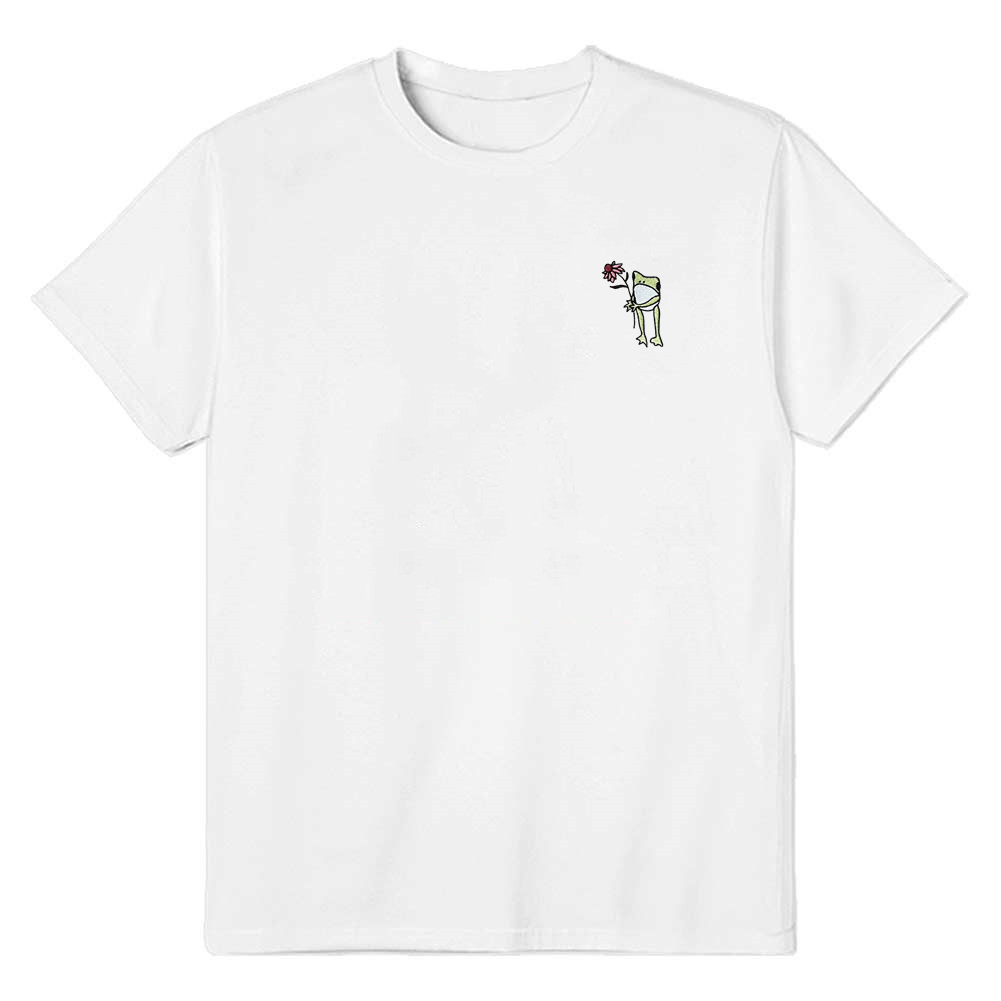 Adult Unisex Flower Frog Animals Lover White T-shirt Costume