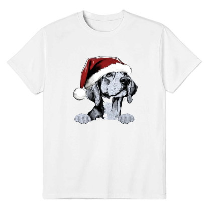 Adult Unisex Beagle Dog Xmas Festival Christmas White T-shirt Costume