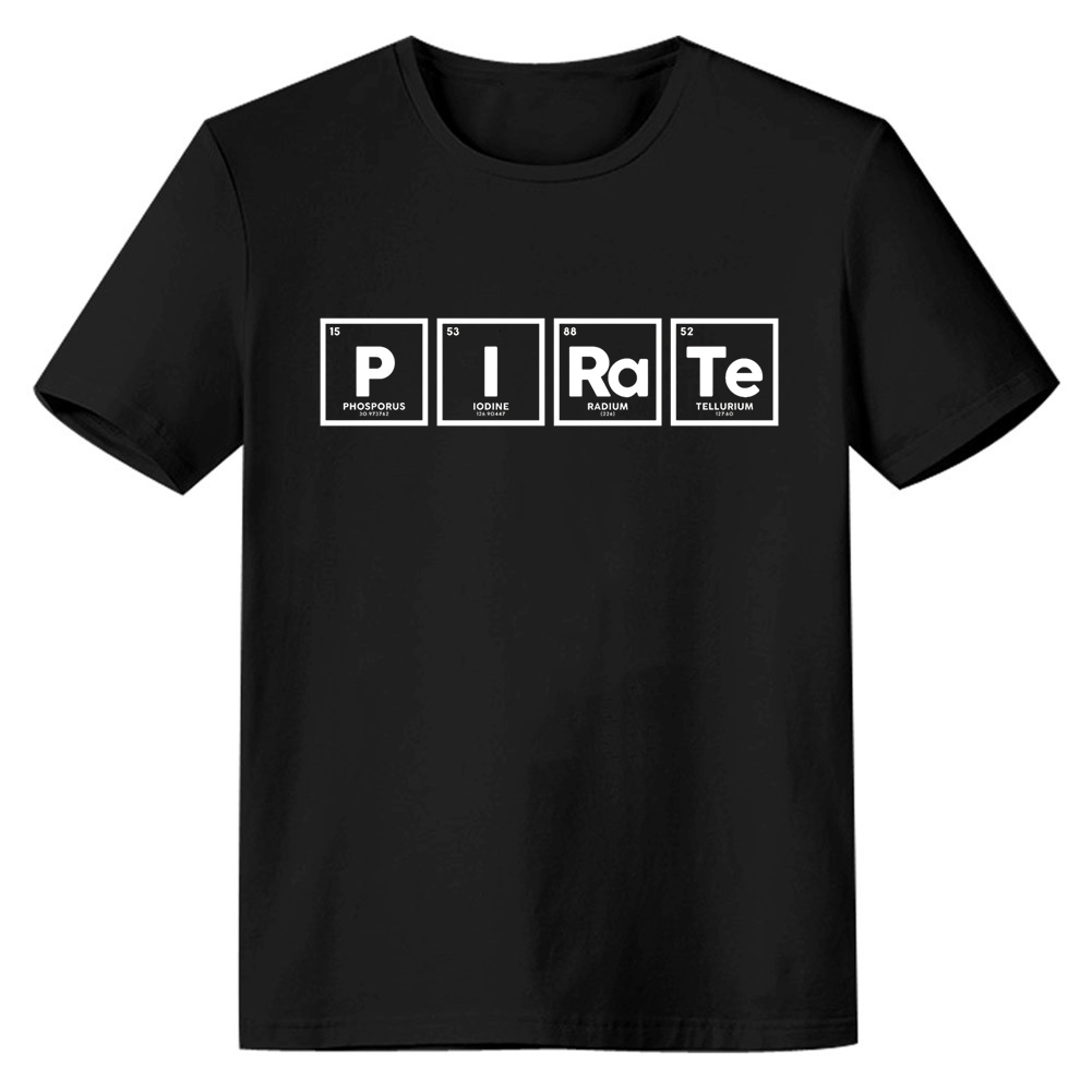 Adult Unisex Pirate Periodic Elements Black Pirate Lover T-shirt Costume