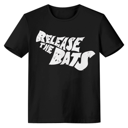 Adult Unisex Vintage Release The Bats Vampire Halloween Black T-shirt Costume