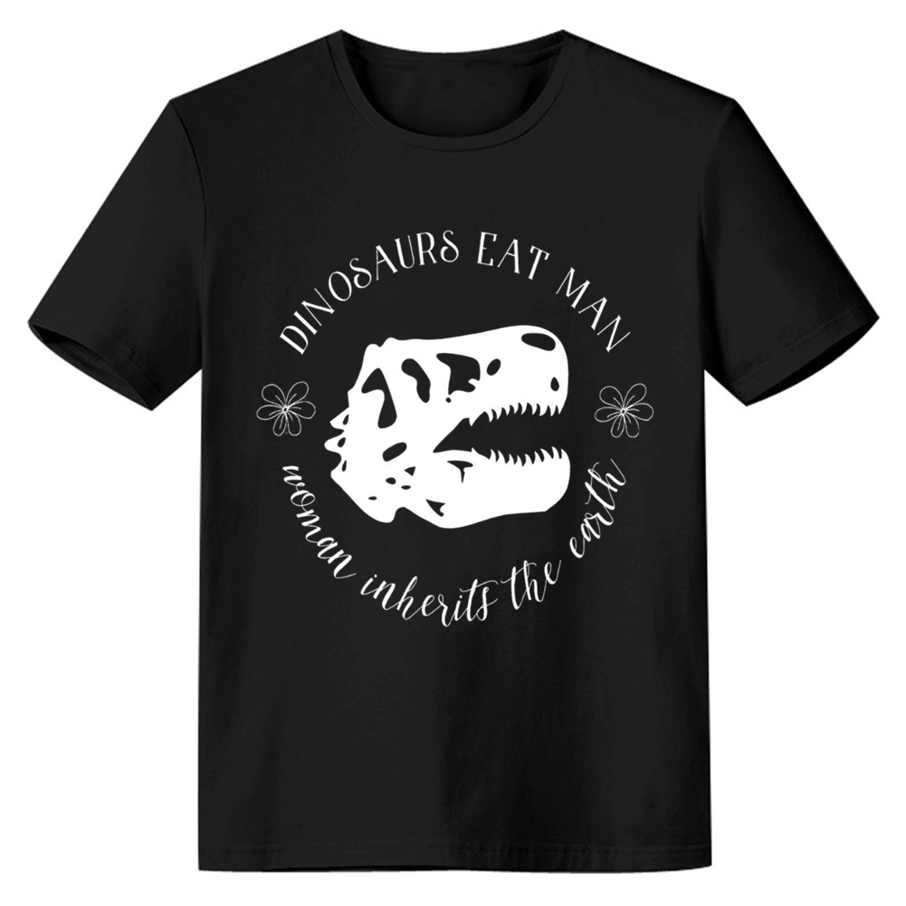 Adult Unisex Dinosaurs Eats Animals Lover Black T-shirt Costume